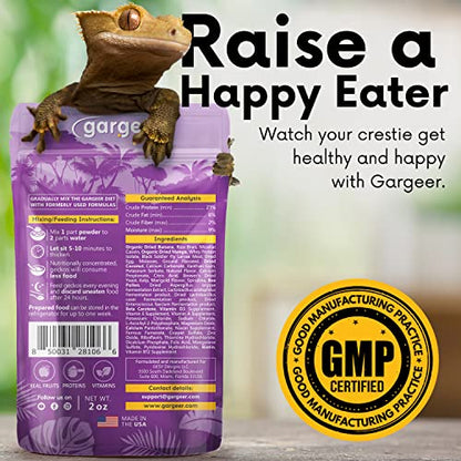 Gargeer 2oz Complete Crested Gecko Food Diet. Premium Mix, Ready to Use Freshly Made Powder. Unique Formula, Developed & Made in the USA. Enjoy! (Tropical + Insects Protein) - size: 2 Ounce (Pack of 1)