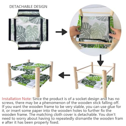 Tfwadmx Bearded Dragon Bed Double-Layer Wood Reptile Lizard Lounger Sleeping Hammock Tank Habitat Accessories for Leopard Gecko Snake Lizard or Other Small Animal - style: Style D