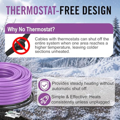 28FT Water Pipe Heat Tape for Pipe Freeze Protection Energy-Saving Water Pipe Heat Cable Keeps Water Flowing at -40°F Self-Regulating Heating Cable Pipes - style: 28 Feet