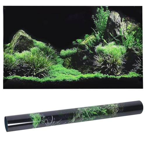 KANASI 3D Aquarium Poster, PVC Self Adhesive Underwater Seaweed Decorative Background Sticker for Reptile Terrarium Glass Jar Living Room Sofa TV Background Photo Wallpaper (76 * 46cm) - style: 76*46cm
