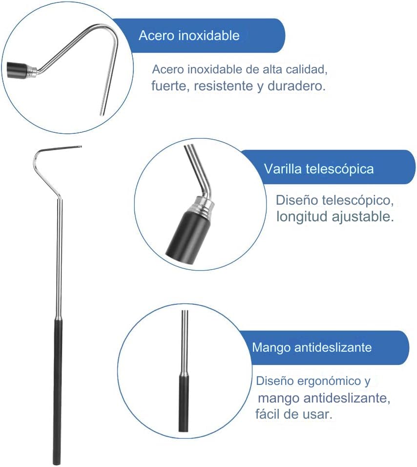Snake Hook, YOUTHINK Stainless Steel 26.8in-39.5in Telescopic Snake Tong Reptile Grabbe with Wide Jaw Handling Tool Comfortable Grip Handle for Catching Controlling or Moving Snakes