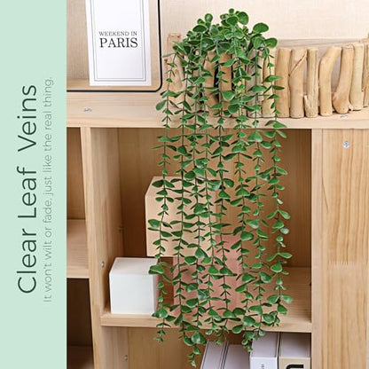 Der Rose 24.8'' Fake Hanging Plants Artificial Potted Eucalyptus Vine Plants Indoor and Outdoor for Office Home Living Room Bathroom Wall Shelf Decor (1Pack) - size: 24.8"-Fake Eucalyptus