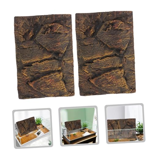 3D PU Material Reptile Tank Background Board 2pcs Turtle Aquarium Decorative Panel for Snake Habitat and Fish Tank Decoration