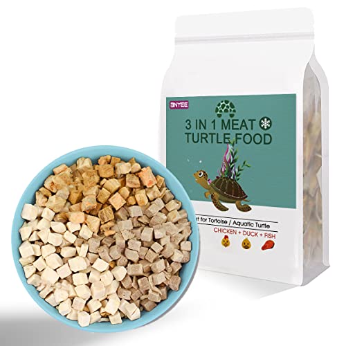 3 in 1 Meat Turtle Food - Chicken & Duck & Fish Meat Natural Freeze Dried Human-Grade Turtle Treats (8 OZ) - color: 8 OZ