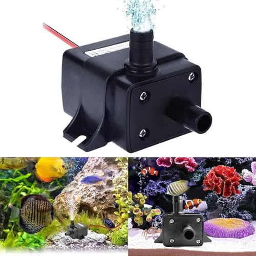 12V Submersible Water Pump for Aquariums Fountains and Ponds Quiet Lightweight Pump Suitable for Salt and Fresh Water Black