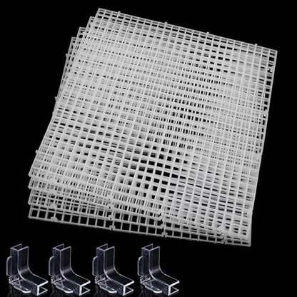 Hipanda Aquarium Hood Fish Tank top Cover, Terrarium lid Plastic Grid with 4-Piece Set Corner Protectors. Prevents Jumping (Fit 8MM/0.3inch Glass) - size: Fit 8MM/0.3inch Glass