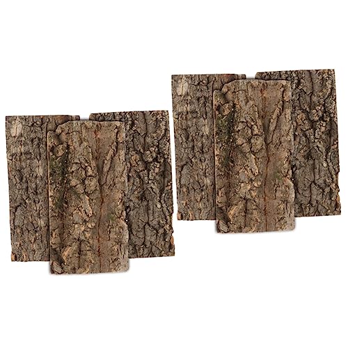 Mipcase 6pcs Realistic Bark Background for Reptile Tanks and Aquariums Cork Decor Easy to Install Decorative Panel for Lizard Snake and Fish Habitats