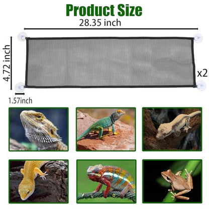 2 Pack Bearded Dragon Hammock,Breathable Mesh Collapsible Reptile Hammock Lounger Climbing Tank Accessories for Lizard Gecko Snakes Axolotls Chameleon (Black) - color: Black
