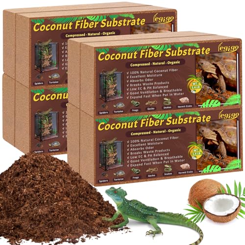 Legigo 8 Pack Coconut Fiber Substrate, Natural Coco Coir Bedding for Reptiles Turtles, Tortoises, Snake, Hermit Crab, Gecko, Lizard, Bioactive Terrarium Soil for Humidity Control and Plant Substrate - color: 8 Pack
