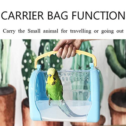 kathson Hamster Cage Travel Carrier Portable Cage with Water Bottle Outgoing Cage and Adjustable Strap Pet Cage for Small Pet Hedgehog Sugar Glider Squirrel Mice（Blue） - size: Blue