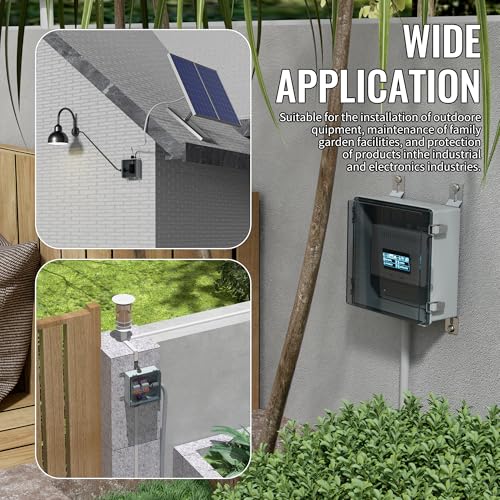 Joinfworld Outdoor Waterproof Electrical Box 13x13x5 with Clear Cover | IP67 water&UV proof box, 304 stainless latch, durable plastic, plate&rail, wall/freestand for marine, solar, Starlink & more - size: 13"x13"x5" Clear
