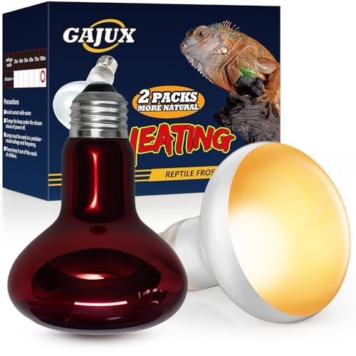 100W Reptile Heat Lamp Bulb, 2 Pack Day & Night Basking Spot Light Combo Pack Includes Infrared Heat Lamp and UVA Daylight Heating Lamp Basking Light