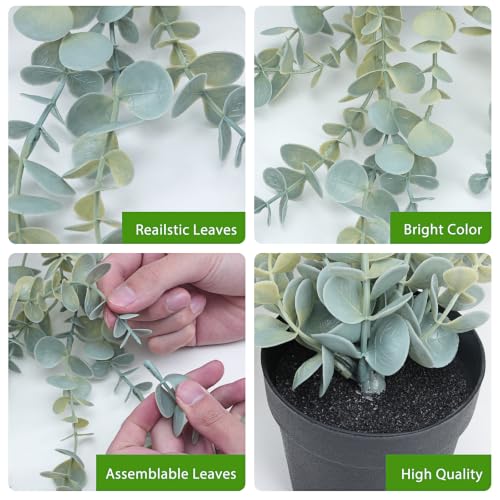 COCOBOO 1pcs Artificial Hanging Plants, Fake Potted Eucalyptus Faux Hanging Plant for Wall Room Home Indoor Outdoor Shelf Decor - size: 5.9in-24in