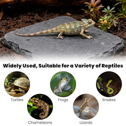 Turtle Basking Platform Slate for Reptiles 3.9 X 3.9 Inch Tortoise Basking Stone for Reptiles Bearded Dragon Accessories for Lizards, Chameleons, Geckos, Turtles, Reptile