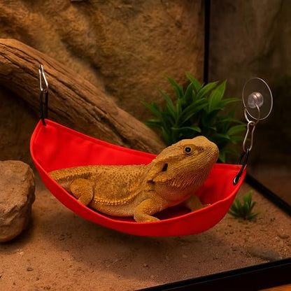 CTWPets Reptile Hammock & Lizard Hammock Hide (100% Polyester, 2 Suction Cups) 9.8" x 3.9" with 2.4" Ideal for Geckos, Lizards & Small Reptile Hide Crested Gecko Accessories (Bright Blue, Medium) - color: Bright Blue