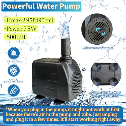 SAC SMARTEN ARTS Fountain for Bird Baths for Bird Bath Fountain with 7.5W Water Pump Resin Granite Rock Water Feature for Garden Patio Lawn Hummingbird Birdbath Fish Tank and Aquariums