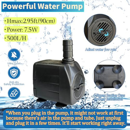 SAC SMARTEN ARTS Fountain for Bird Baths for Bird Bath Fountain with 7.5W Water Pump Resin Granite Rock Water Feature for Garden Patio Lawn Hummingbird Birdbath Fish Tank and Aquariums