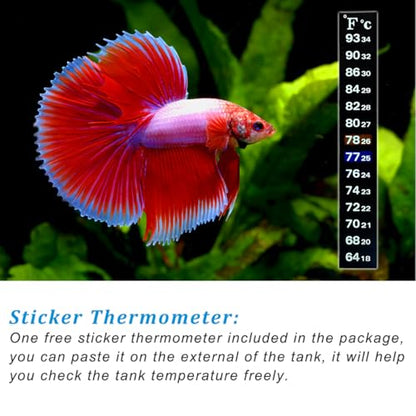 PULACO 200Watt Aquarium Heater for 25-50 Gallon Fish Tank, Adjustable Submersible Heater Thermostat with Thermometer Strip and Suction Cup