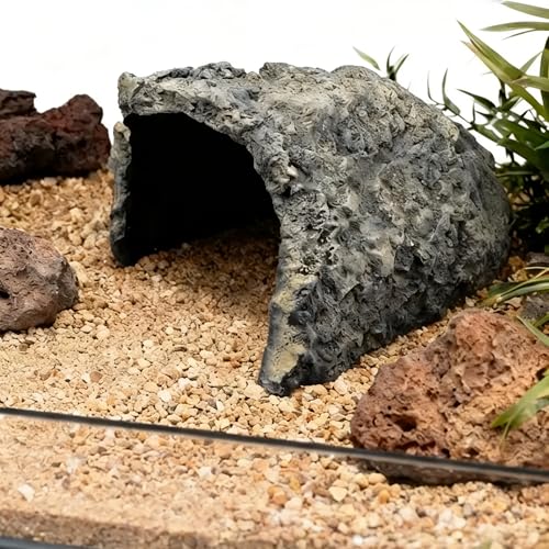Large Natural Rock Cave Decor for Reptiles & Amphibians, Hideout Habitat Hide Cave for Bearded Dragons Lizards Snakes Turtles Geckos, Terrarium Aquarium Ornament Shelter for Small Pets