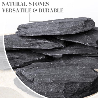 6.1-8.1 Inches Natural Slate Rock, 6 PCS Large Flat Aquarium Stones for Aquascaping, Terrariums, Reptile Tanks & Aquarium Décor