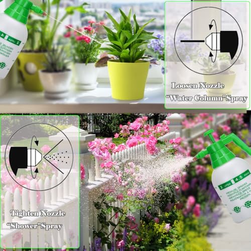 MRPAPA 3PCS Handheld Pump Sprayer, Garden Pressure Water Spray Bottle with Adjustable Brass Nozzle for Plants (2L-Green White) - color: 2L-White-3PCS