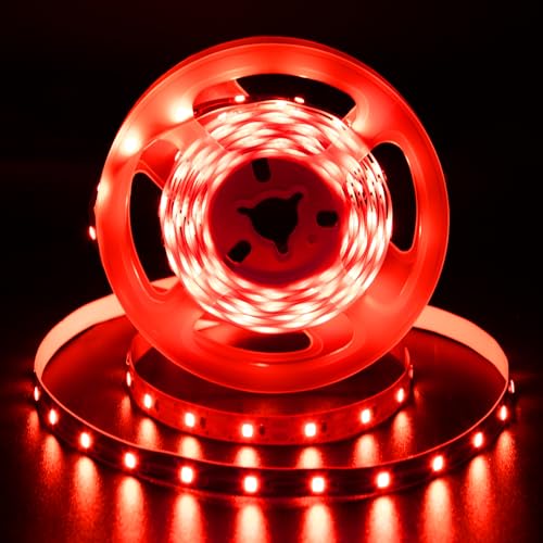 echosari Strip Lights USB, 9.8Ft 180 LED Strip Lights Cuttable 2835 SMD Super Bright with Self-Adhesive DIY for Cabinet Photo Frames Desks Monitor Shelves Decor (Red) - color: Red