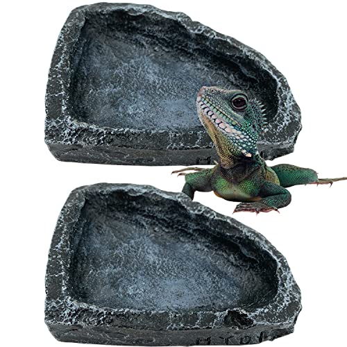 Reptile Water Dish Food Bowl, 2 Pack Reptile Feeding Dish Corner Bowl Terrarium Bowls for Bearded Dragon Lizard Frog Gecko Tortoise Hermit Crab - color: 2 Pack Corner Bowls