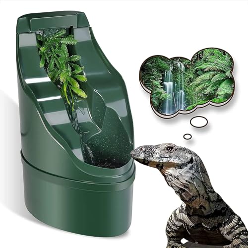 Automatic Reptile Drinking Fountain, Reptile Water Feeder with Water Pump, Real Simulate Outdoor Water and Adjustable Water Flow Speed, Double Filter Device and Easy to Refill, for Reptiles