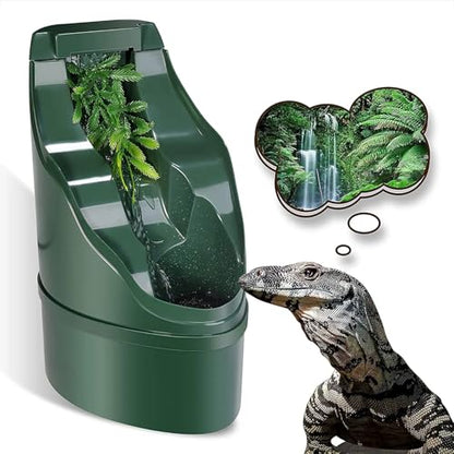 Automatic Reptile Drinking Fountain, Reptile Water Feeder with Water Pump, Real Simulate Outdoor Water and Adjustable Water Flow Speed, Double Filter Device and Easy to Refill, for Reptiles