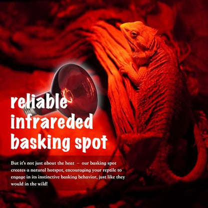 Reptile Red Heat Lamp, 2-Pack 75W Infrared Basking Bulbs Light for Reptiles, Night Red Basking Light for Bearded Dragon, Lizard, Gecko,Turtle Tank Accessories - color: 2-pack Night Heat Bulb