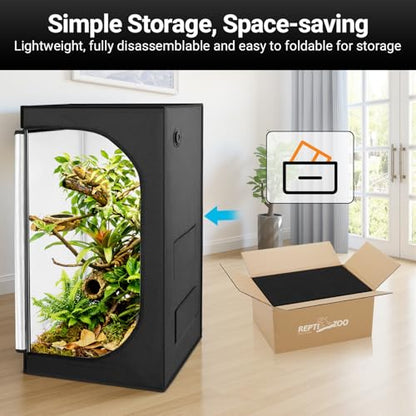 REPTIZOO 120 Gallon Reptile Tent Habitat 24"x24"x48" High Reflective Reptile Terrarium Cage Plant Grow Tent with Ventilation Window and Waterproof Base Tray for Lizards, Bearded Dragons