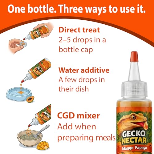 CTWPets Gecko Treat – Liquid Fruit Nectar Drops for Crested Gecko, Day Gecko & Gargoyle Gecko | Treat, Water Additive & CGD Mixer (4oz, Mango Papaya) - size: 4 Fl Oz (Pack of 1)