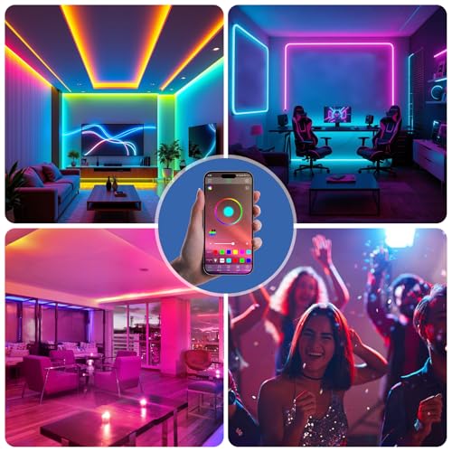 RGBZONE RGB Bluetooth LED Controller, DC5-24V 30A Smart APP Dimmable Strips Light Controller 16 Million Colors Music & Alarm Modes for 5050 3528 LED Strip Lights, Metal Shell - color: RGB