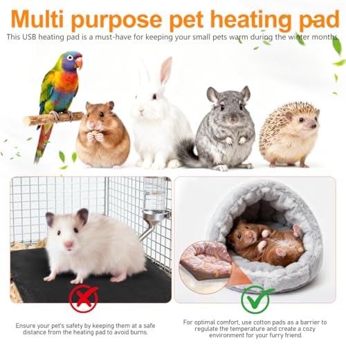 BESPORTBLE USB Heating Pad for Small Pets Hamster Reptile Heat Mat 5.5 Inch Thermal Insulation Mat for Rabbits Birds Chinchillas Winter Warm Cushion