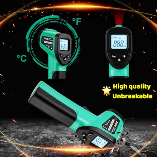 OnniOne Infrared Thermometer Gun for Cooking, -58℉~1022℉, Digital Laser Temperature Gun for Blackstone Pizza Oven Reptiles, IR Thermometer with Carrying Storage Case, Larger Font, LCD Backlit, Green - color: Green