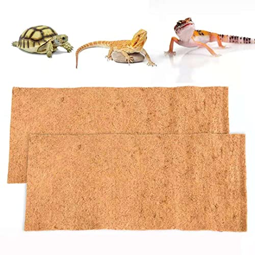 Tortoise Bedding Reptile Carpet Natural Coconut Fiber Mat 36" x 18" Carpet for Bearded Dragon 2 Pack Terrarium Carpet Terrarium Liner for Pet Lizard, Chameleon, Bearded Dragon, Iguana, Tortoise