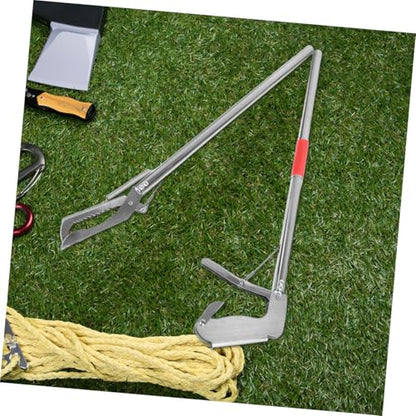 Foldable Stainless Steel Snake Clamp with Lock Precision Long Reach Reptile Grabber for Safe Outdoor Handling Efficient Capture Tool for Snakes Eels and Farm Protection