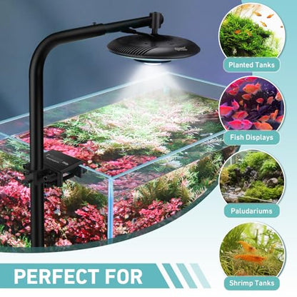 hygger 55W High PAR LED Aquarium Light, Full Spectrum Fish Tank Lighting for Aquascape Planted Tank Paludarium, Adjustable Brightness Aquarium Lamp & Stand Kit