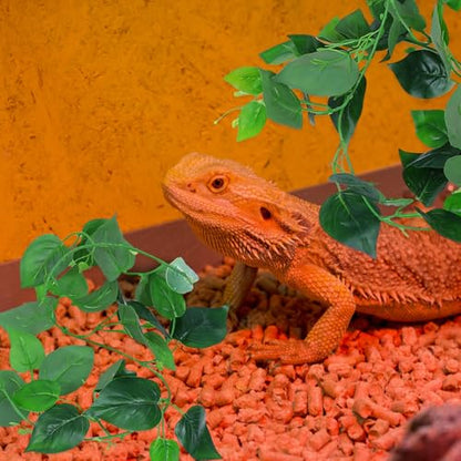 PRETYZOOM Reptile Terrarium Artificial Vine with Suction Cups Simulation Leaves Decorative Pet Habitat Plants for Lizard Snake Gecko Enclosure