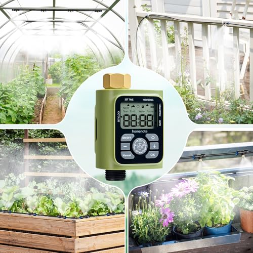 HOMENOTE Misting Cooling System with Timer, 59FT Misting Hose+20 Brass Nozzles+3/4" Brass Adapter+Water Timer with Mist Mode & Irrigation Mode, Outdoor Misters for Patio Cooling and Garden Watering - size: 59FT / 18M