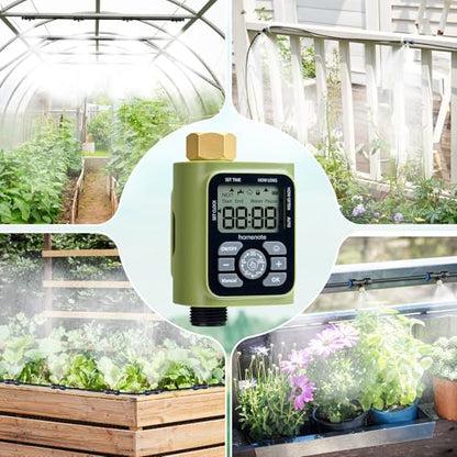 HOMENOTE Misting Cooling System with Timer, 59FT Misting Hose+20 Brass Nozzles+3/4" Brass Adapter+Water Timer with Mist Mode & Irrigation Mode, Outdoor Misters for Patio Cooling and Garden Watering - size: 59FT / 18M