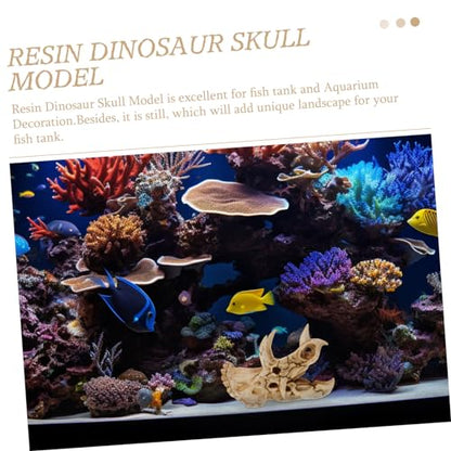Dinosaur Skull Aquarium Decoration Resin Fish Tank Hideout for Reptiles Turtles and Aquatic Pets Unique Habitat Ornament for Decor