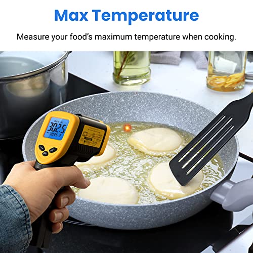 Etekcity Infrared Thermometer Laser Temperature Gun, -58°F to 1130°F | Adjustable Emissivity, MAX Display, Pizza Oven, BBQ, Meat, Candy, HVAC, Refrigerator, Non-Contact Temperature Measurement - color: Laser Yellow, style: Advanced