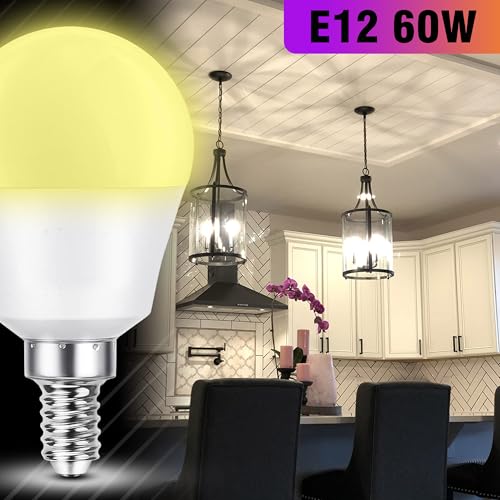 E12 Candelabra LED Light Bulbs 60W Equivalent, Natural White 4000K 5W 600LM, G45 Shape A15 Globe E12 Small Light Bulbs for Chandelier Ceiling Fan Wall Lighting, Non-Dimmable, 4 Pack - color: 4000k Natural White, size: 60 Watts