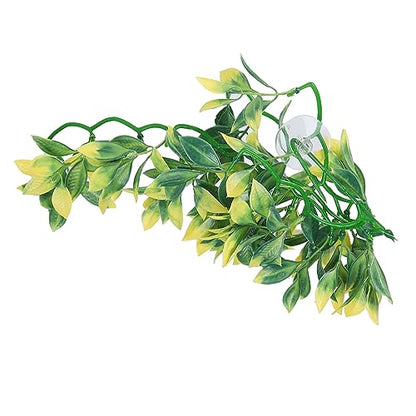 Artificial Reptile Plants Lifelike Plastic Plant Hanging Leaves Decoration with Suction Cup for Reptile Terrarium Fish Tank (T-153E2) - size: T-153E2