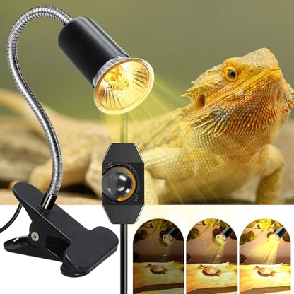 Tortoise Heat Lamp,E27 UVA/UVB Reptile Heat Lamp,360°Flexible Rotating Chick Heat Lamp with Ceramic Bulb Holder,Dimmable Plant Growth Lamp, Metal Clip, 2.4M Cable, for Aquarium Turtle Snakes,No Bulb - color: Heat Lamp-black-1pc