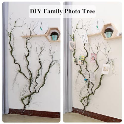 2pcs 67"Bendable Twigs Branches Moss Creepy Jungle Climb Green Leaves Vines | Artificial Reptile climbing Tree Trunk Grapevine Garland Plants Stems For Craft Garden Wall Hanging Halloween Arch Decoration