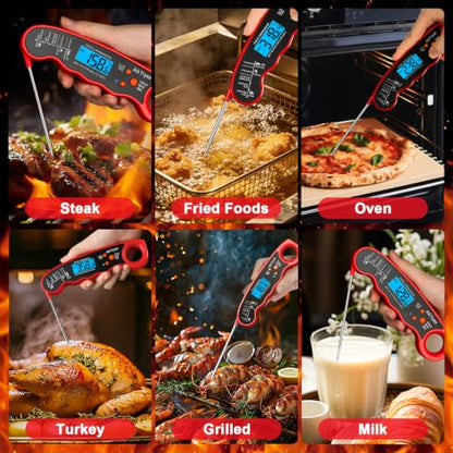 Digital Instant Read Meat Thermometer Kitchen Cooking Food Candy Thermometer for Oil Deep Fry BBQ Grill Smoker Thermometer by AikTryee - color: Red-SR807