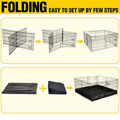 Aivituvin Rabbit Playpen Pet Pen Small Animal Cage with Waterproof Liner - Extension Playpen - color: Black