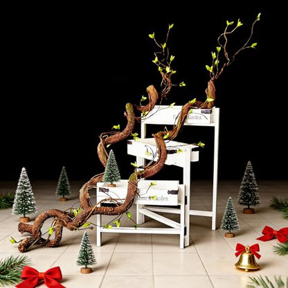 Bendable 63in Artificial Tree Twigs Cane Wood Vine Branches Fake Plants Trunk Garland with Leaves for Home Wedding Garden Wall Hanging Mantel Christmas Thanksgiving Day Decoration